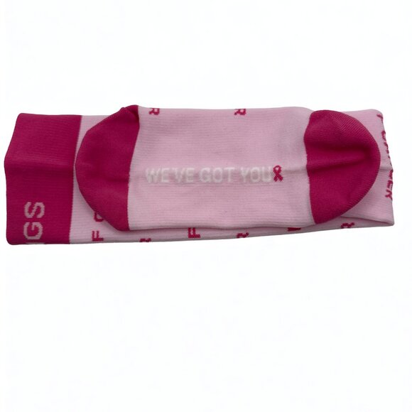 1 Pair FIGS Compression Pink 'F Cancer' Socks Size Medium - Picture 2 of 3